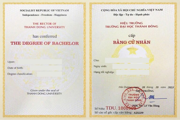 Phôi bằng Đại học Thành Đông (2)